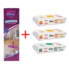 Pachet Promo PAREX QuickPick Mop + 3x Lavete Umede Sleepy Easy Clean Mix (Herbal Soap, White Soap)