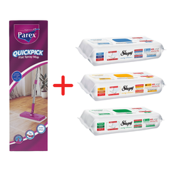 Pachet Promo PAREX QuickPick Mop + 3x Lavete Umede Sleepy Easy Clean Mix
