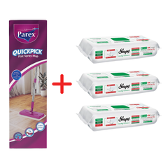 Pachet Promo PAREX QuickPick Mop + 3x Lavete Umede Sleepy Easy Clean White Soap