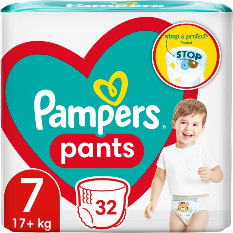 Scutece-chilotel Pampers Pants, Mărimea 7, 17+ kg, 32 buc.