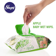 Șervețele umede pentru bebeluși, Sleepy Apple, 120 bucăți, aroma de măr
