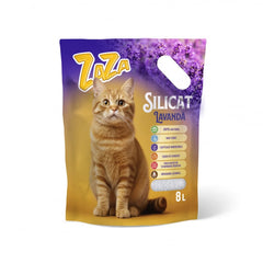 ZAZA CAT Silicat Lavandă 8L – Așternut Igienic pentru Pisici, cu Parfum de Lavandă, 100% Natural
