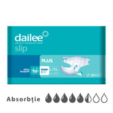 Scutece Adulți DAILEE-SLIP Plus 5.5 Picături, L/XL 120-160 cm, 28 bucăți