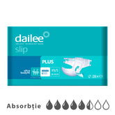 Scutece Adulți DAILEE-SLIP Plus 5.5 Picături, XS/S 38-95 cm, 28 bucăți
