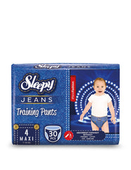 Scutece-chiloțel pentru bebeluși Sleepy Jeans Ultra Sensitive, mărime 4 Maxi, 7-14kg, 30 buc.
