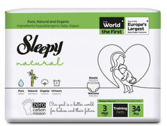 Scutece-Chilotel pentru bebeluși Sleepy Natural-mărime 3 Midi, 4-9kg, 34 bucăți