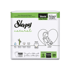 Scutece-Chilotel pentru bebeluși Sleepy Natural, Marime 5 Junior , 11-18kg, 24 bucati