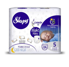 Scutece-Chilotel pentru bebeluși Sleepy Natural Night-mărime 5 Junior, 11-18kg, 24 bucăți