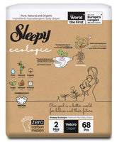Scutece pentru bebeluși Sleepy Ecologic Double. mărimea 2, 3-6kg, 68buc.