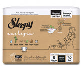 Scutece pentru bebeluși Sleepy Ecologic Double. mărimea 6, 15-25kg, 32buc.