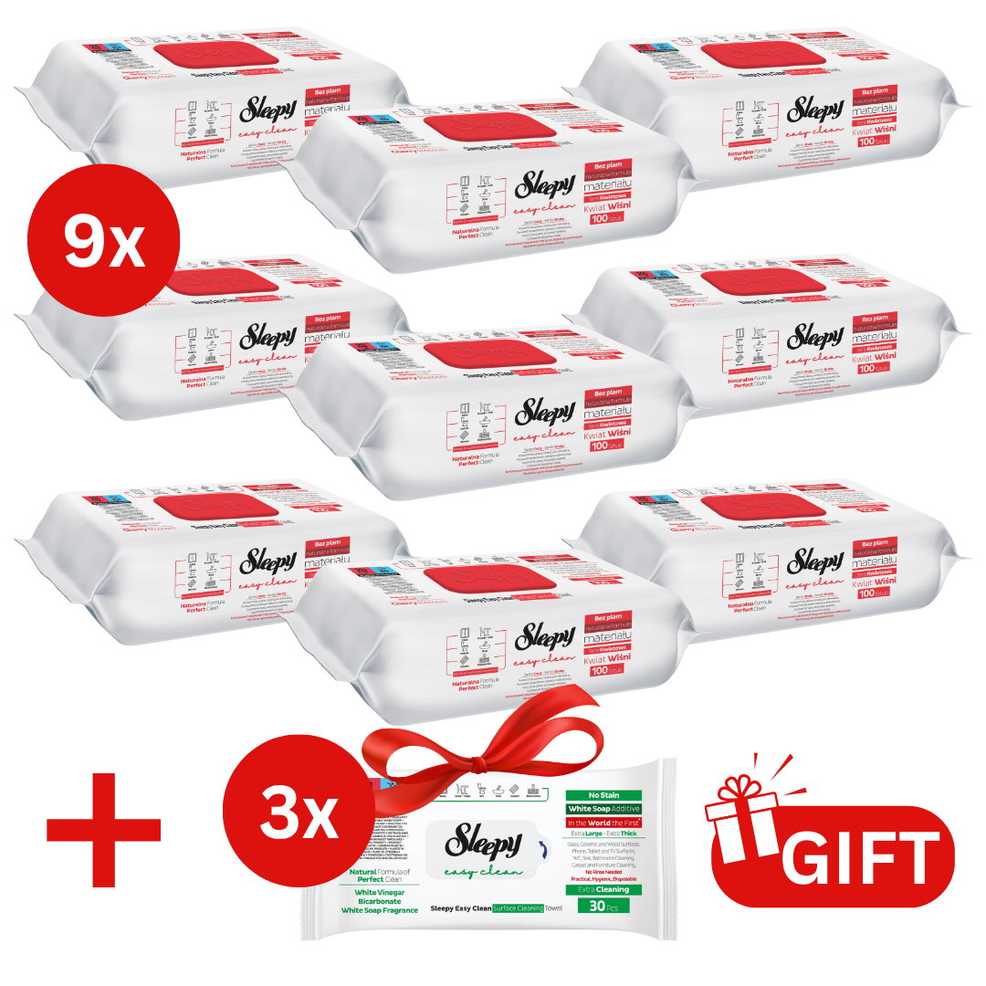 PACHET PROMO: 9× Șervețele Sleepy Cherry Blossom 100 buc + 3× Șervețele White Soap 30 buc