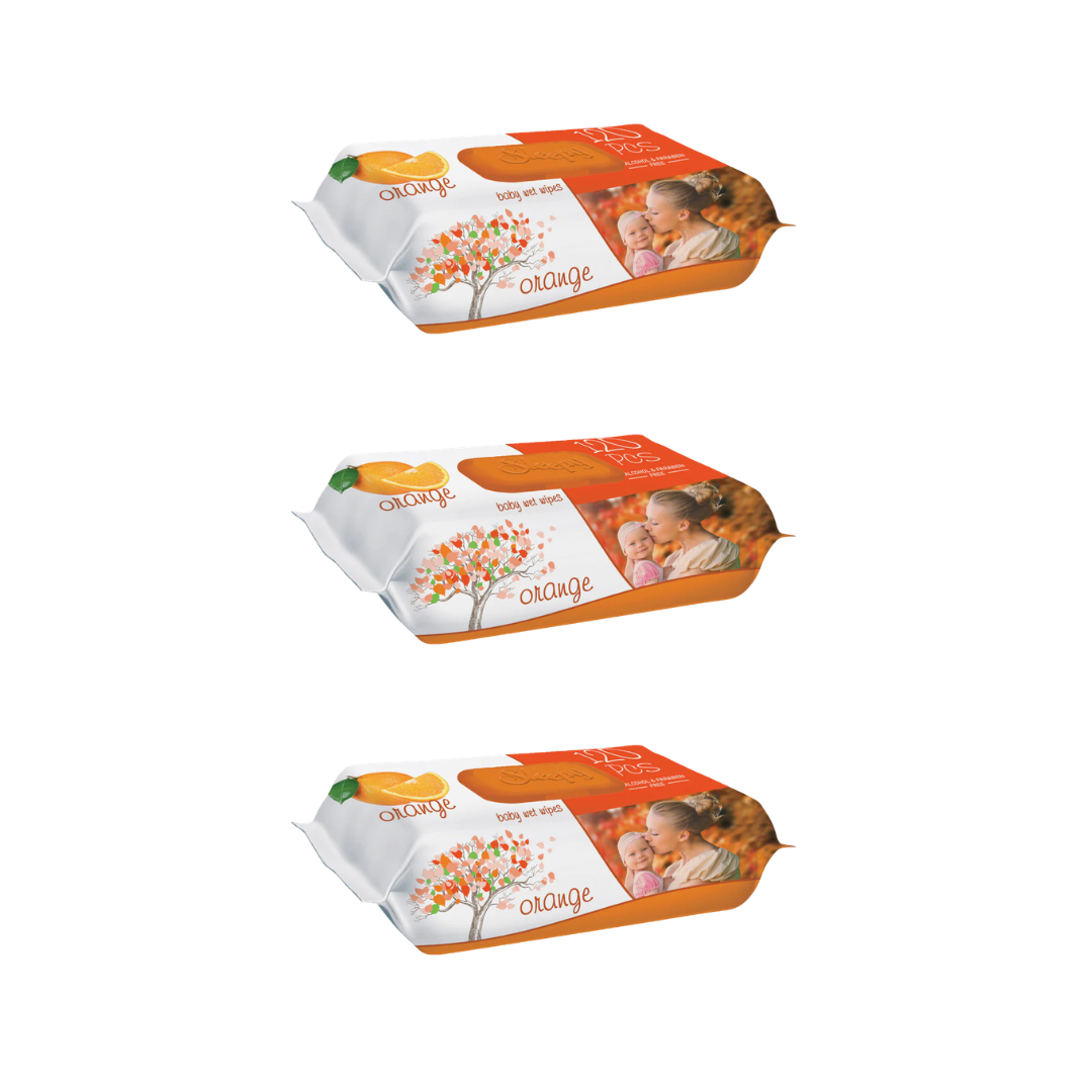 3x Sleepy Orange Servetele umede pentru bebelusi 120buc aroma de portocala