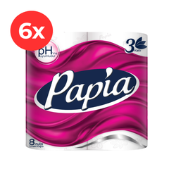 6x Hartie igienica PAPIA 8 role, 3 straturi