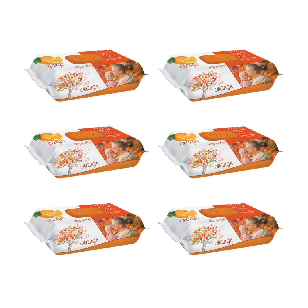 6x Sleepy Orange Servetele umede pentru bebelusi 120buc aroma de portocala