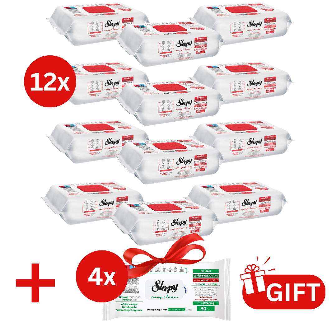 PACHET PROMO: 12× Șervețele Sleepy Cherry Blossom 100 buc + 4× Șervețele White Soap 30 buc