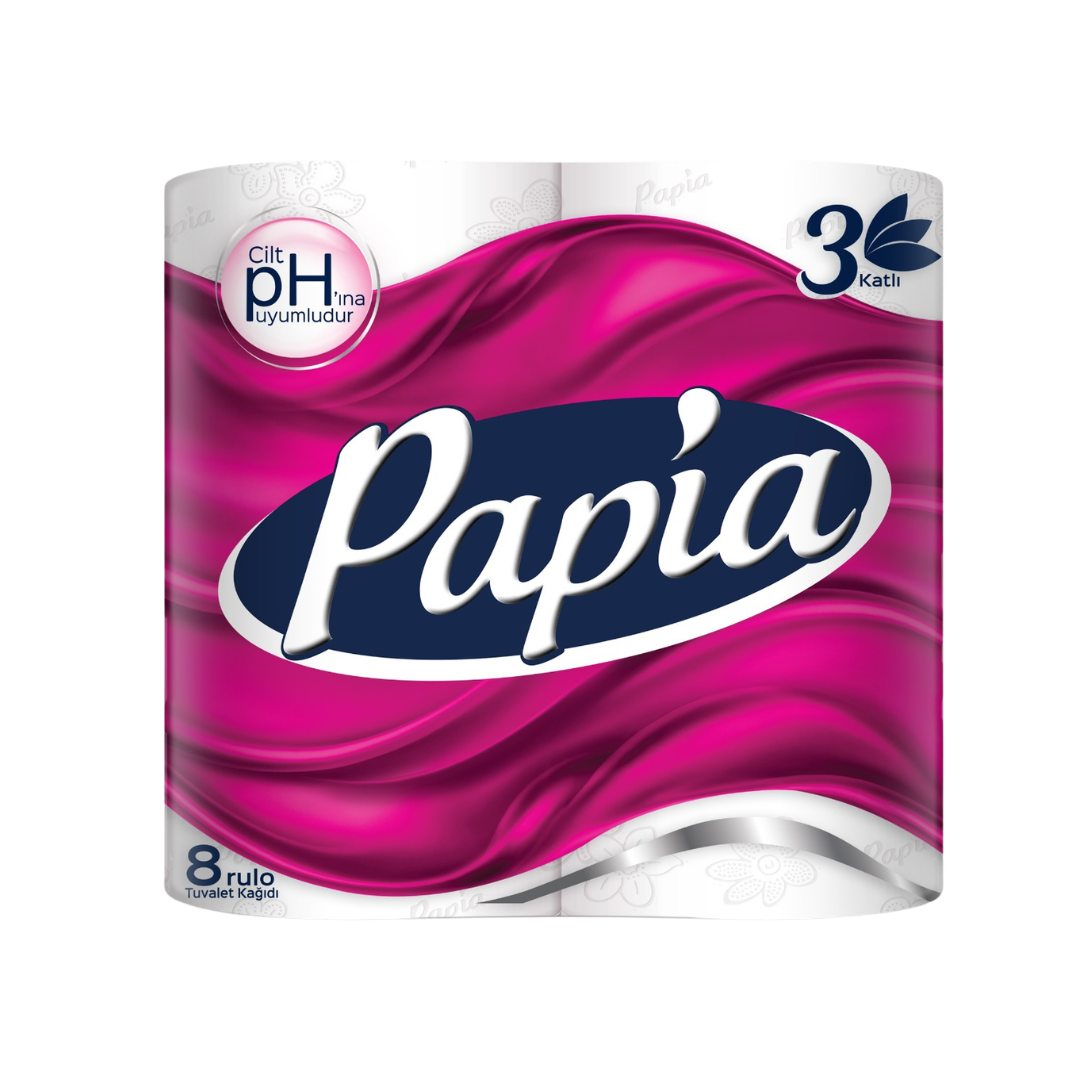 Hartie igienica PAPIA 8 role, 3 straturi