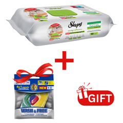 PACHET PROMO:  Șervețele Sleepy Easy Clean bergamotă 50 buc + 1× Capsule rufe Wash & Free 4in1
