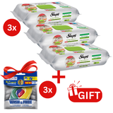PACHET PROMO: 3× Șervețele Sleepy Easy Clean bergamotă 50 buc + 3× Capsule rufe Wash & Free 4in1