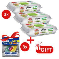 PACHET PROMO: 3× Șervețele Sleepy Easy Clean bergamotă 50 buc + 3× Capsule rufe Wash & Free 4in1