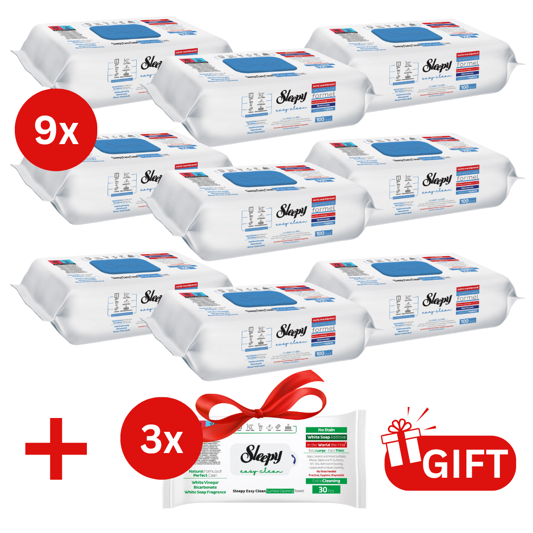 PACHET PROMO: 9× Șervețele Sleepy Bleach Additive 100 buc + 3× Șervețele White Soap 30 buc