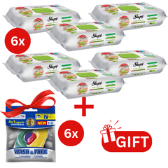 PACHET PROMO: 6× Șervețele Sleepy Easy Clean bergamotă 50 buc + 6× Capsule rufe Wash & Free 4in1