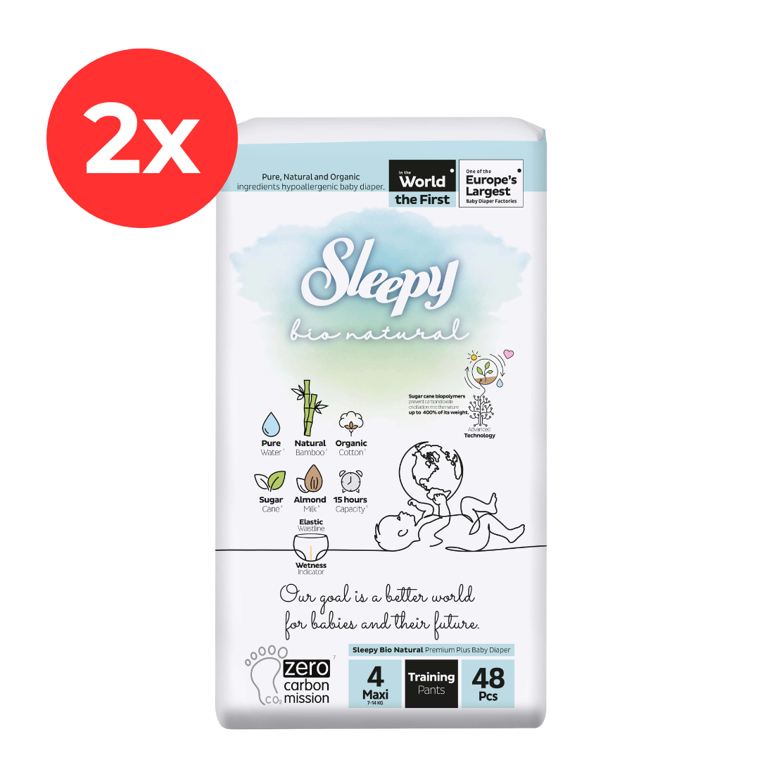2x SLEEPY BIO NATURAL Scutece Chilotel 4 MAXI 48buc