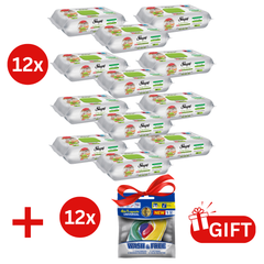 PACHET PROMO: 12× Șervețele Sleepy Easy Clean bergamotă 50 buc + 12× Capsule rufe Wash & Free 4in1