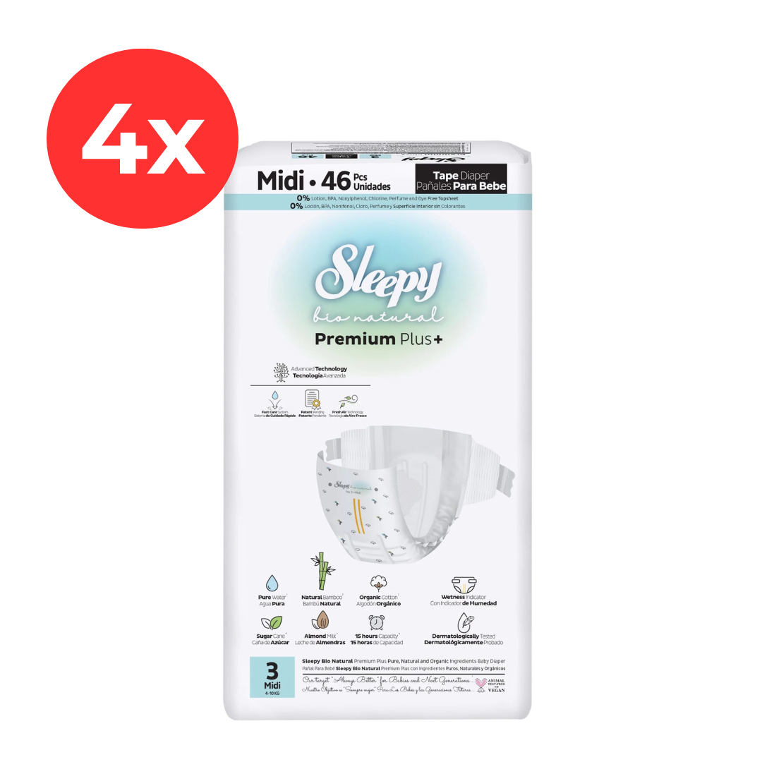 4x SLEEPY BIO NATURAL PREMIUM Scutece 3 Midi 46buc