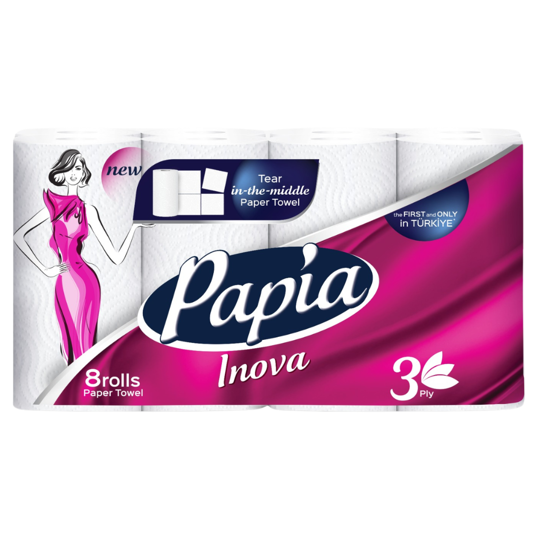 Prosoape de hartie PAPIA INOVA 8 role, 3 straturi