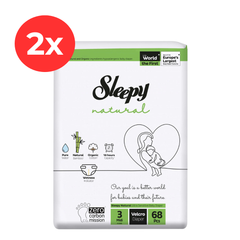 2x SLEEPY NATURAL Scutece Copii 3 Midi (4-9) 68
