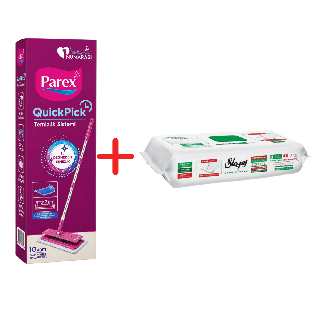 Pachet Promo PAREX Mop + Lavete Umede Sleepy Easy Clean White Soap
