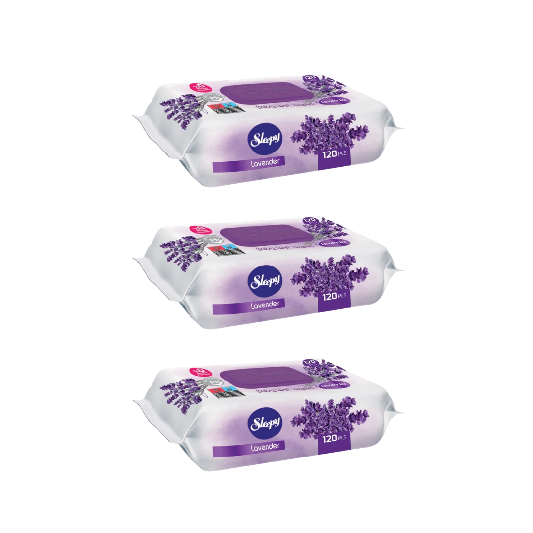 3x SLEEPY Rose Servetele umede pentru bebelusi 120buc aroma de lavanda