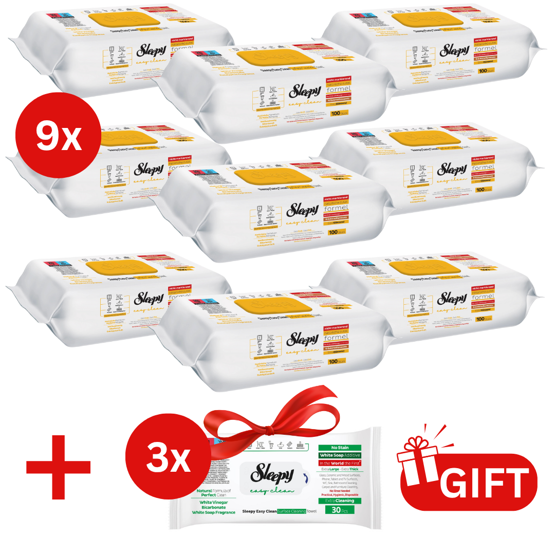 PACHET PROMO: 9× Șervețele Sleepy Herbal Soap Additive 100 buc + 3× Șervețele White Soap 30 buc