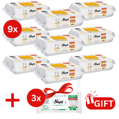 PACHET PROMO: 9× Șervețele Sleepy Herbal Soap Additive 100 buc + 3× Șervețele White Soap 30 buc