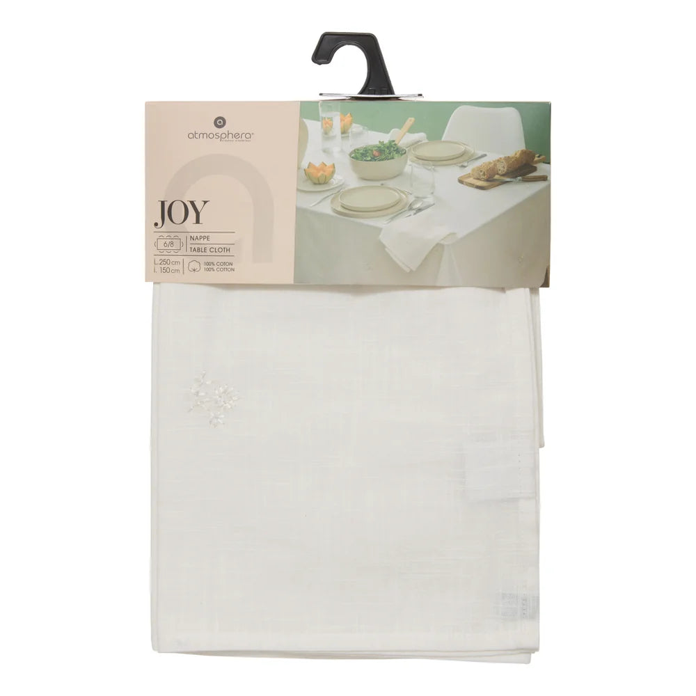 Fata de Masa Joy din Bumbac Alb 150 x 250 cm - Atmosphera