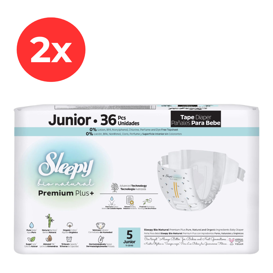 2x SLEEPY BIO NATURAL PREMIUM Scutece 5 Junior 36buc