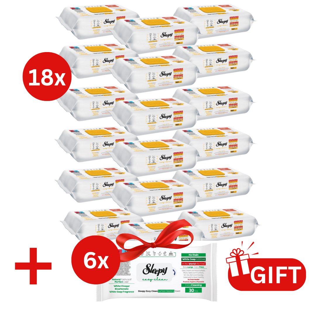 PACHET PROMO: 18× Șervețele Sleepy Herbal Soap Additive 100 buc + 6× Șervețele White Soap 30 buc