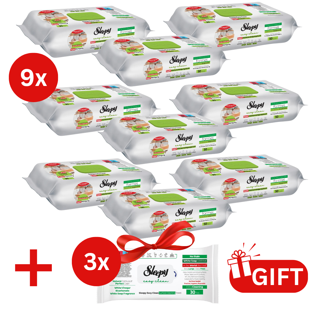 PACHET PROMO: 9× Șervețele Sleepy Easy Clean bergamotă 50 buc + 3× Șervețele White Soap 30 buc