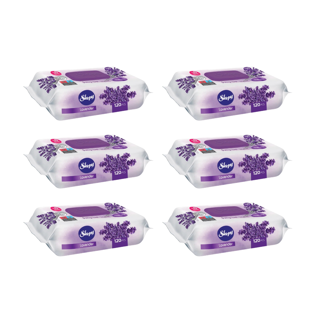 6x SLEEPY Rose Servetele umede pentru bebelusi 120buc aroma de lavanda