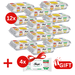 PACHET PROMO: 12× Șervețele Sleepy Easy Clean lămâie 50 buc + 4× Șervețele White Soap 30 buc