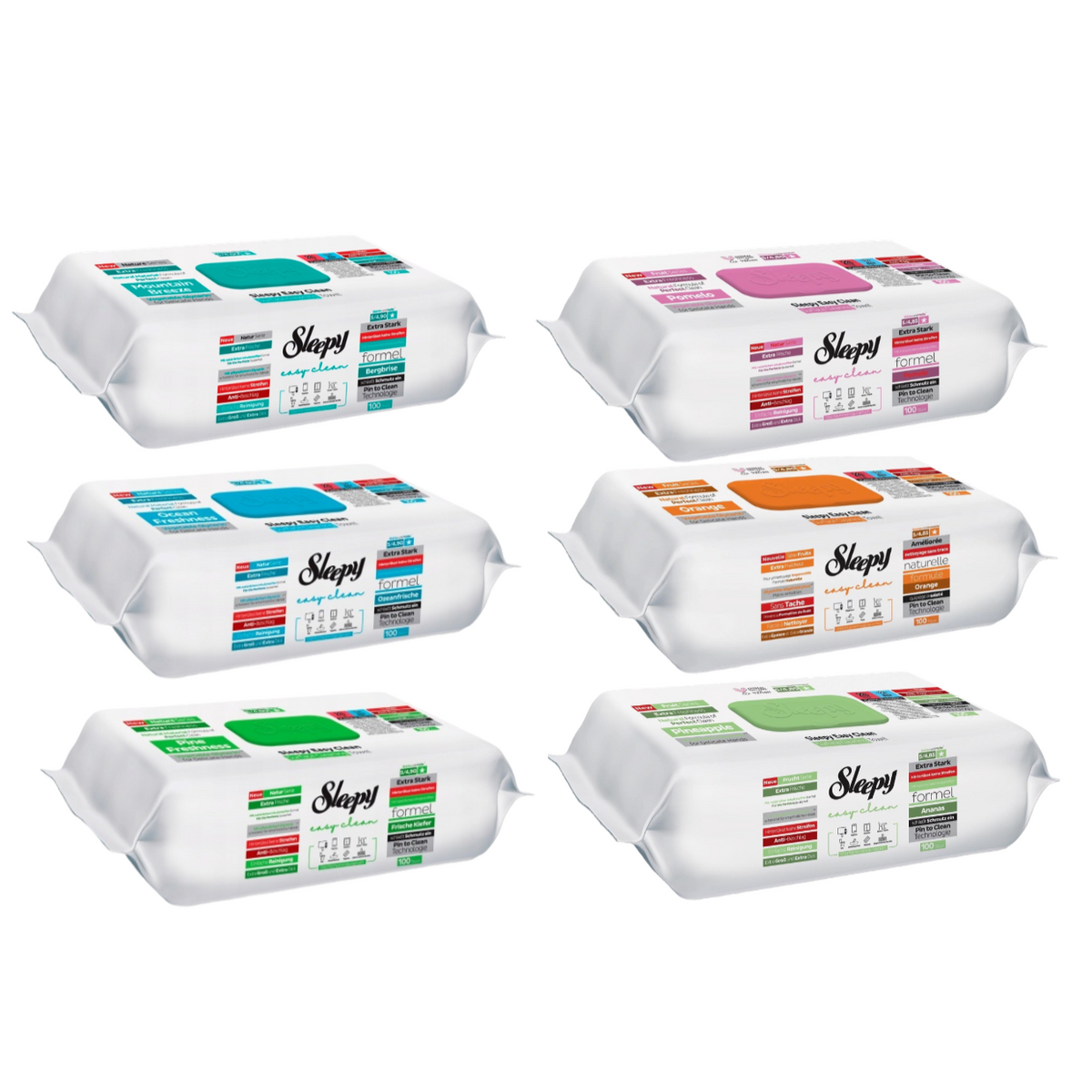Pachet PACHET PROMO - 6 x Servetele Umede Sleepy Easy Clean Multisuprafete (NATURE & CITRUS) , 100 buc