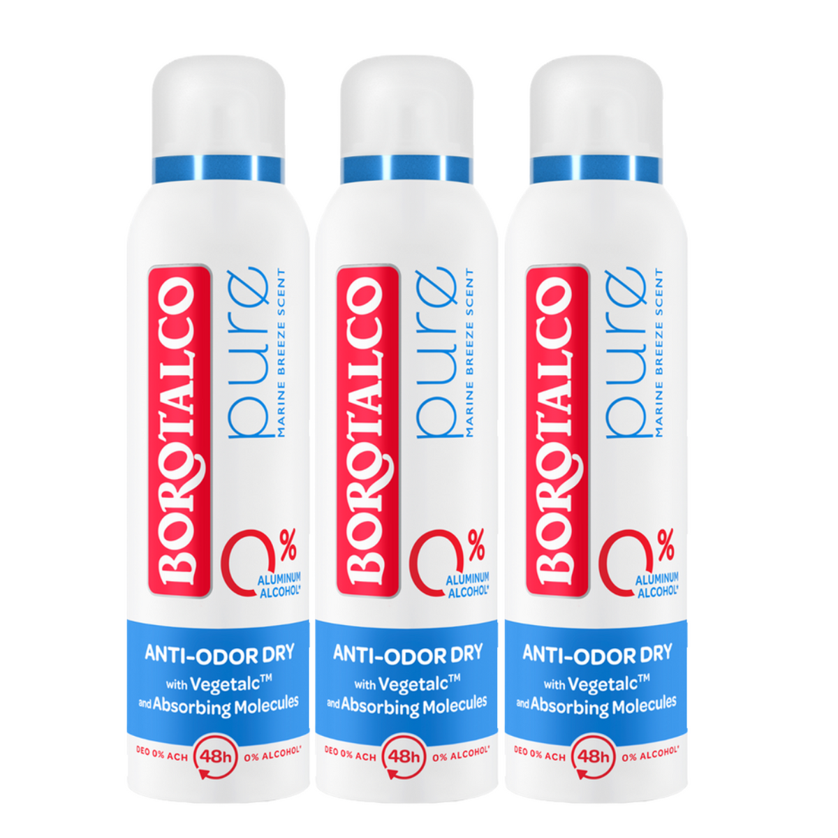 3x Deodorant spray Pure Marine, 150 ml, Borotalco