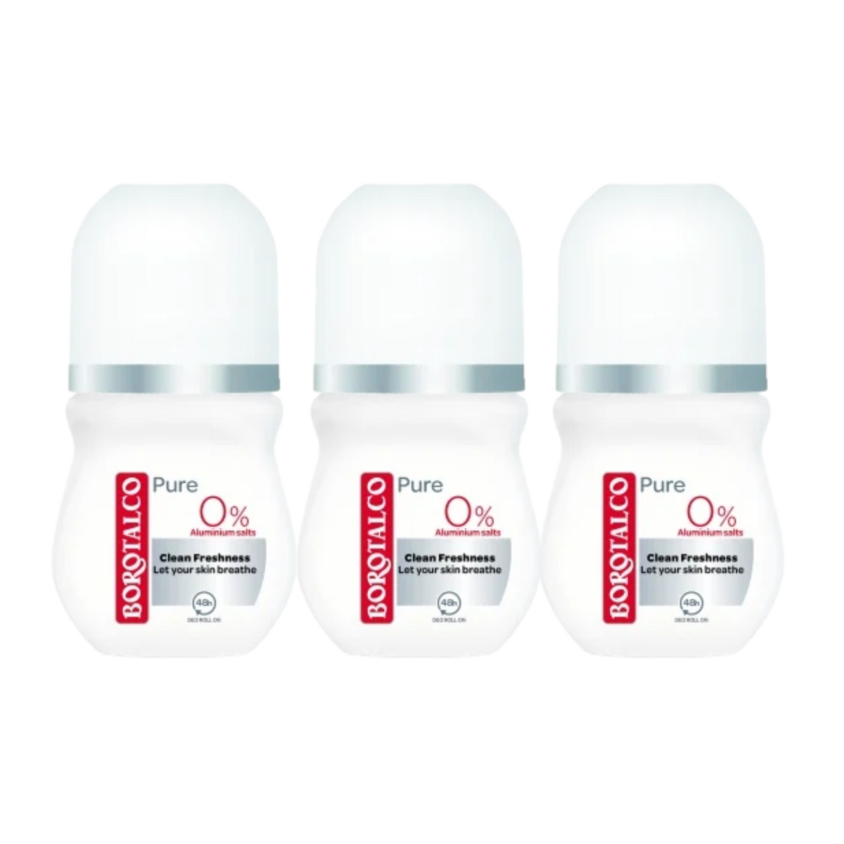 3x Deodorant Roll-on Pure Clean Freshness 50ml, Borotalco