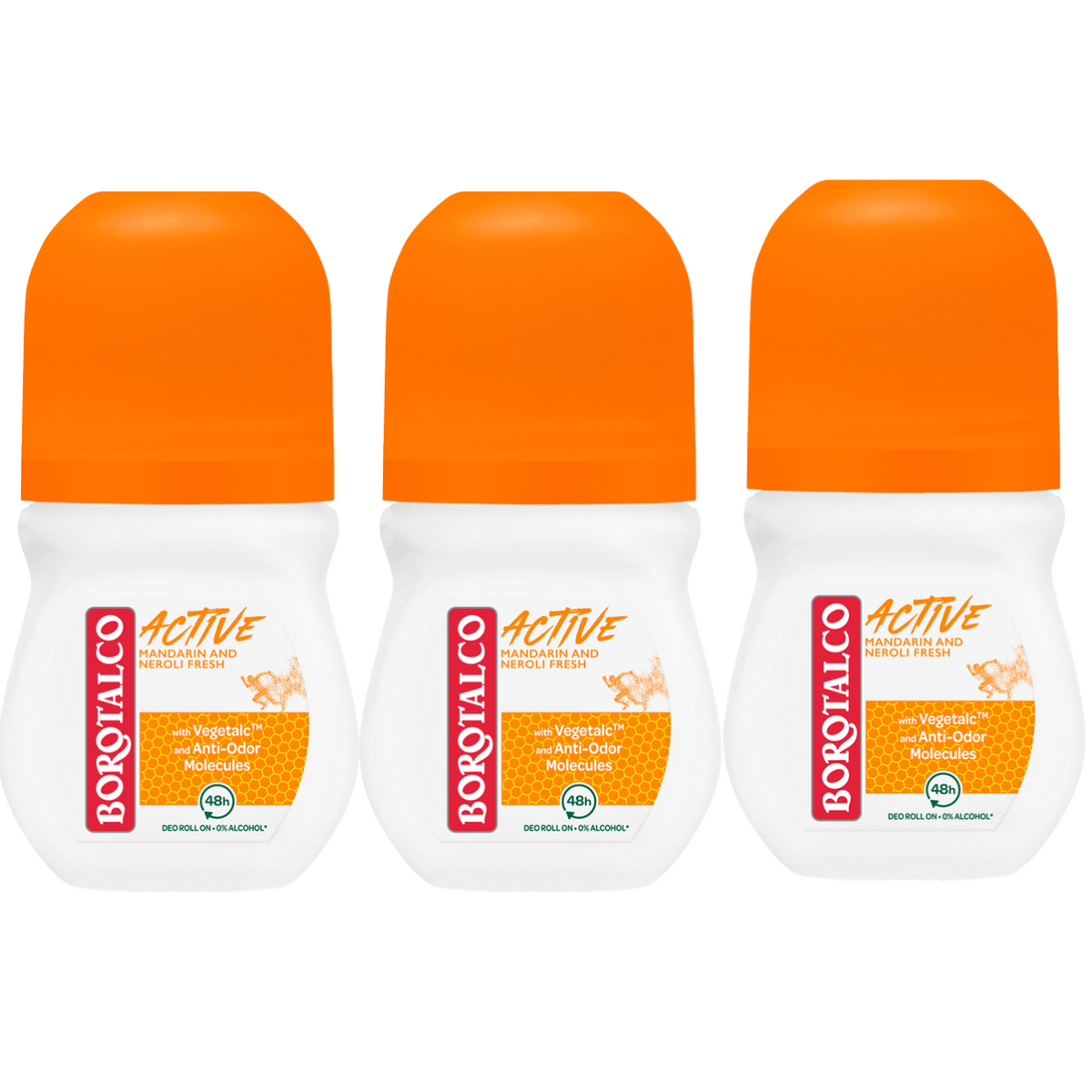 3x Deodorant roll-on Active Mandarine si Neroli, 50 ml, Borotalco