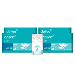 4x DAILEE Slip Plus 5.5 Pic M 28 buc. + 1x SLEEPY SENSITIVE Aleze Igienice 60x60cm 10 buc (cadou)