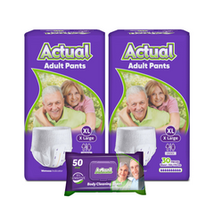2x ACTUAL Scutec Chilot Adult XL Double 30buc + 1x Servetele umede Actual, 50 buc (cadou)