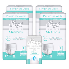 4x SLEEPY SENSITIVE Scutec Chilot Adult L Double 30buc + 1x SLEEPY SENSITIVE Aleze Igienice 60x60cm 10 buc (cadou)