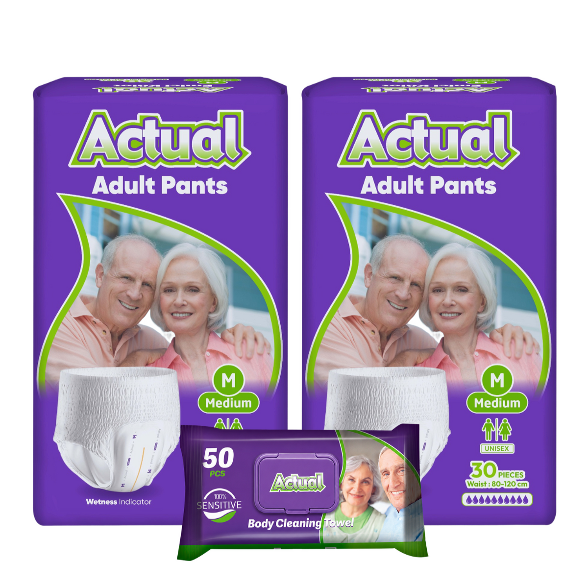 2x ACTUAL Scutec Chilot Adult M Double 30buc + 1x Servetele umede Actual, 50 buc (cadou)