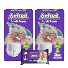 2x ACTUAL Scutec Chilot Adult M Double 30buc + 1x Servetele umede Actual, 50 buc (cadou)