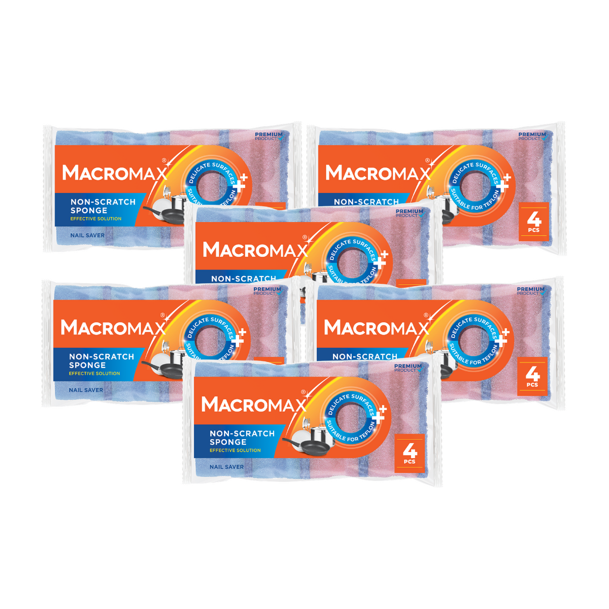 6x Burete de vase MACROMAX Non-Scratch, 4 buc.